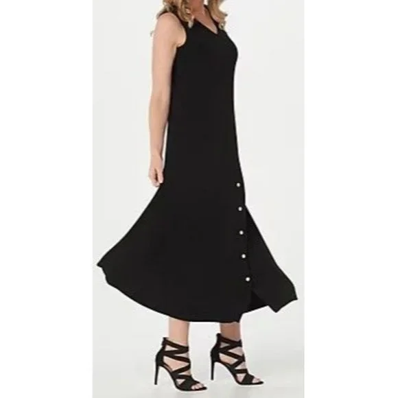 Susan Graver | Dresses | Susan Graver Regular Solid Liquid Knit Maxi Dress  A37429 Black 1x | Poshmark